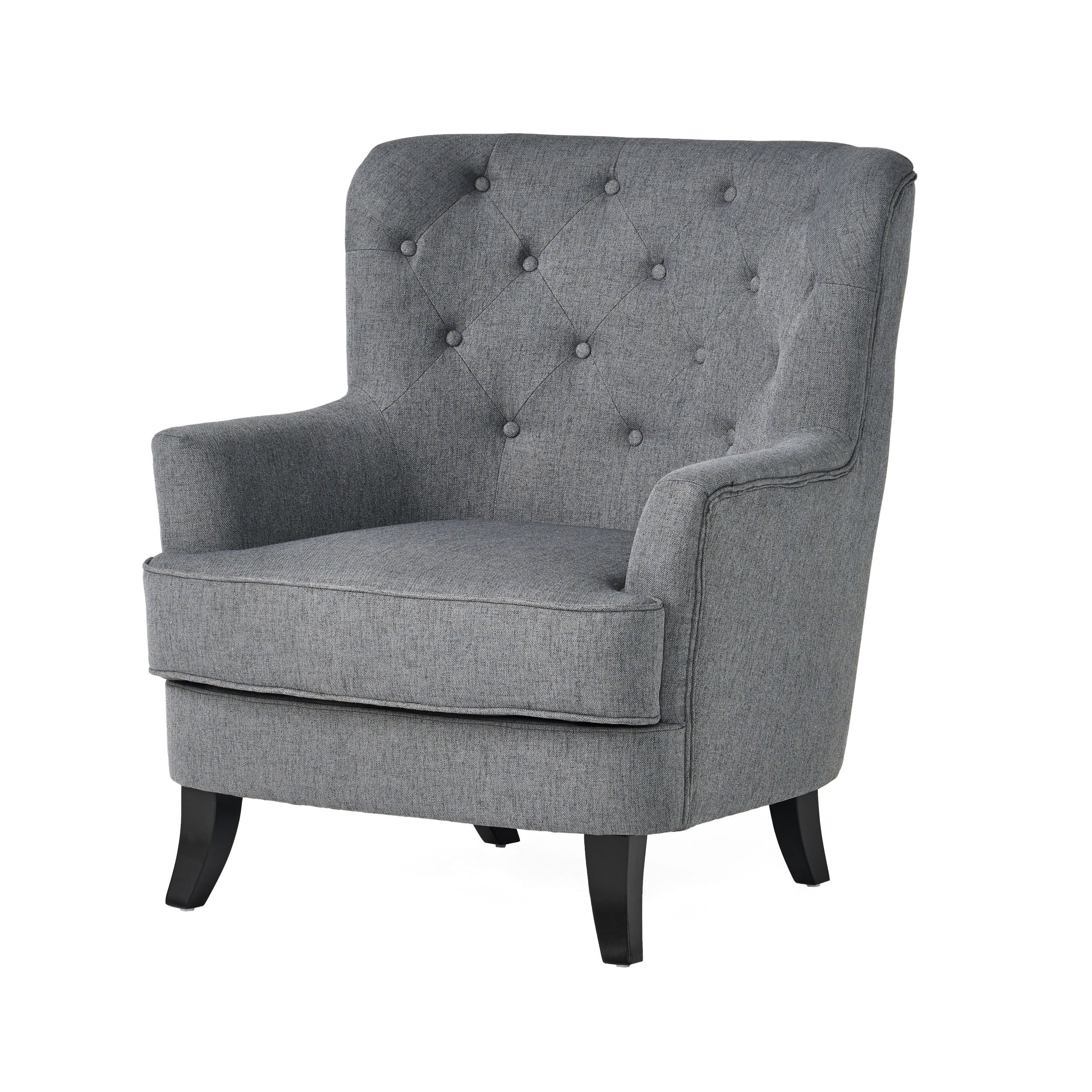 Annelia Contemporary Button Tufted Upholstered Fabric Club chair w/ Piped Edges