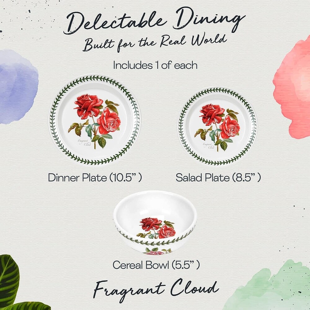 Portmeirion Botanic Roses Collection 3 Piece Dinnerware Set