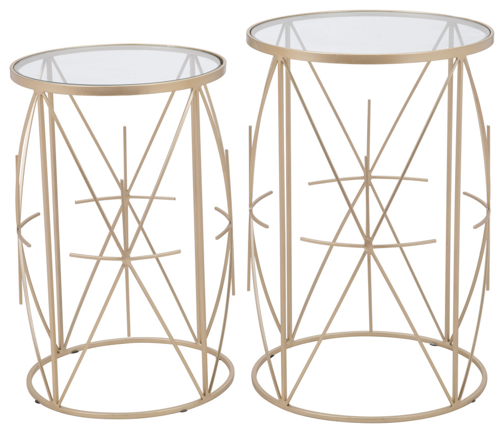 Set of 2 Hadrian Side Tables Gold   Contemporary   Coffee Table Sets   by Zuo Modern Contemporary  Houzz