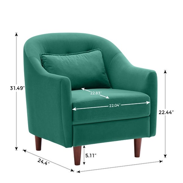 VANOMi 28.34'' Accent Armchair， Velvet Barrel Chair with Solid Wood Legs