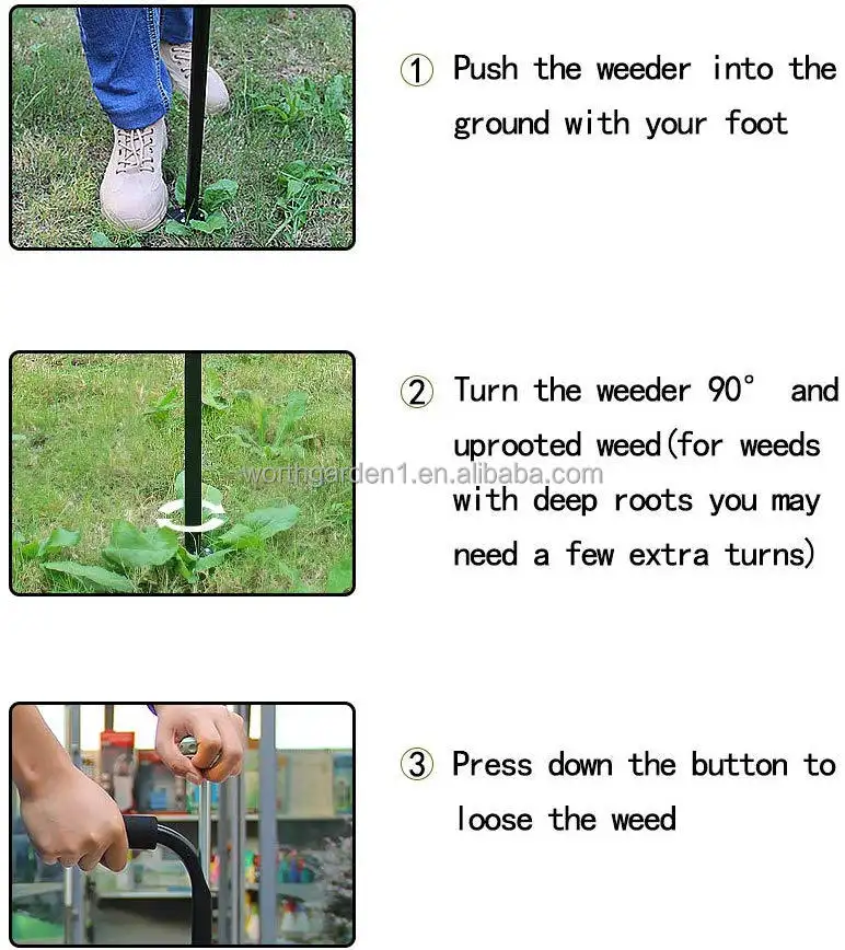 Long Handle Patio Stand Up Weeding Tool Hand Garden Weed Puller