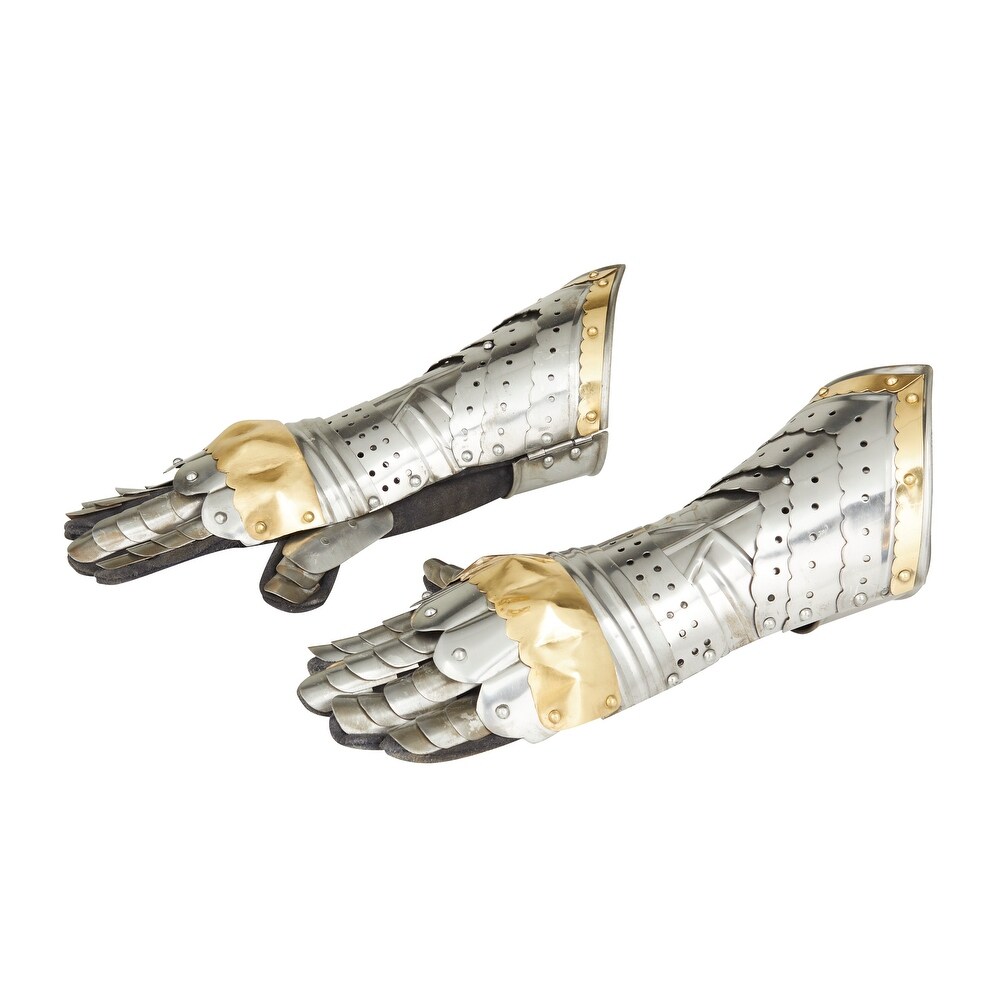 Silver Iron Vintage Armor Gloves (Set of 2)   14 x 6 x 6