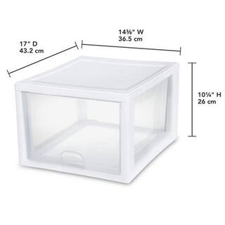 Sterilite 27-Qt. Plastic Storage Bin with One Drawer in Clear and White (8-Pack) 8 x 23108004