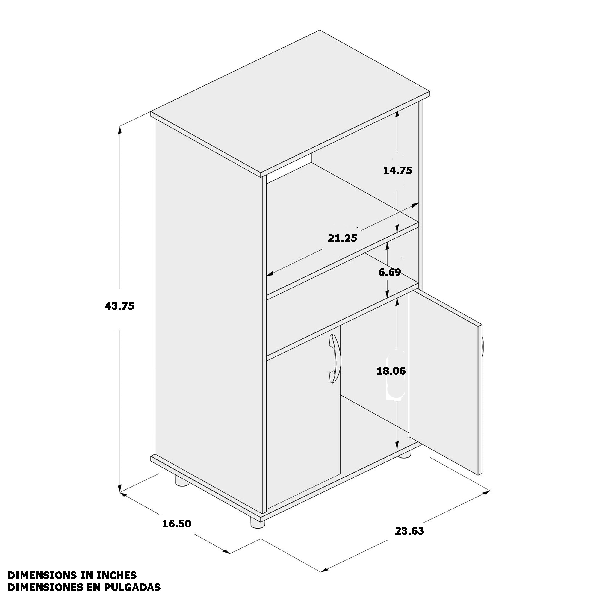 Boahaus Montpellier Kitchen Pantry， White Finish， 23.62'' W， 43.78'' H