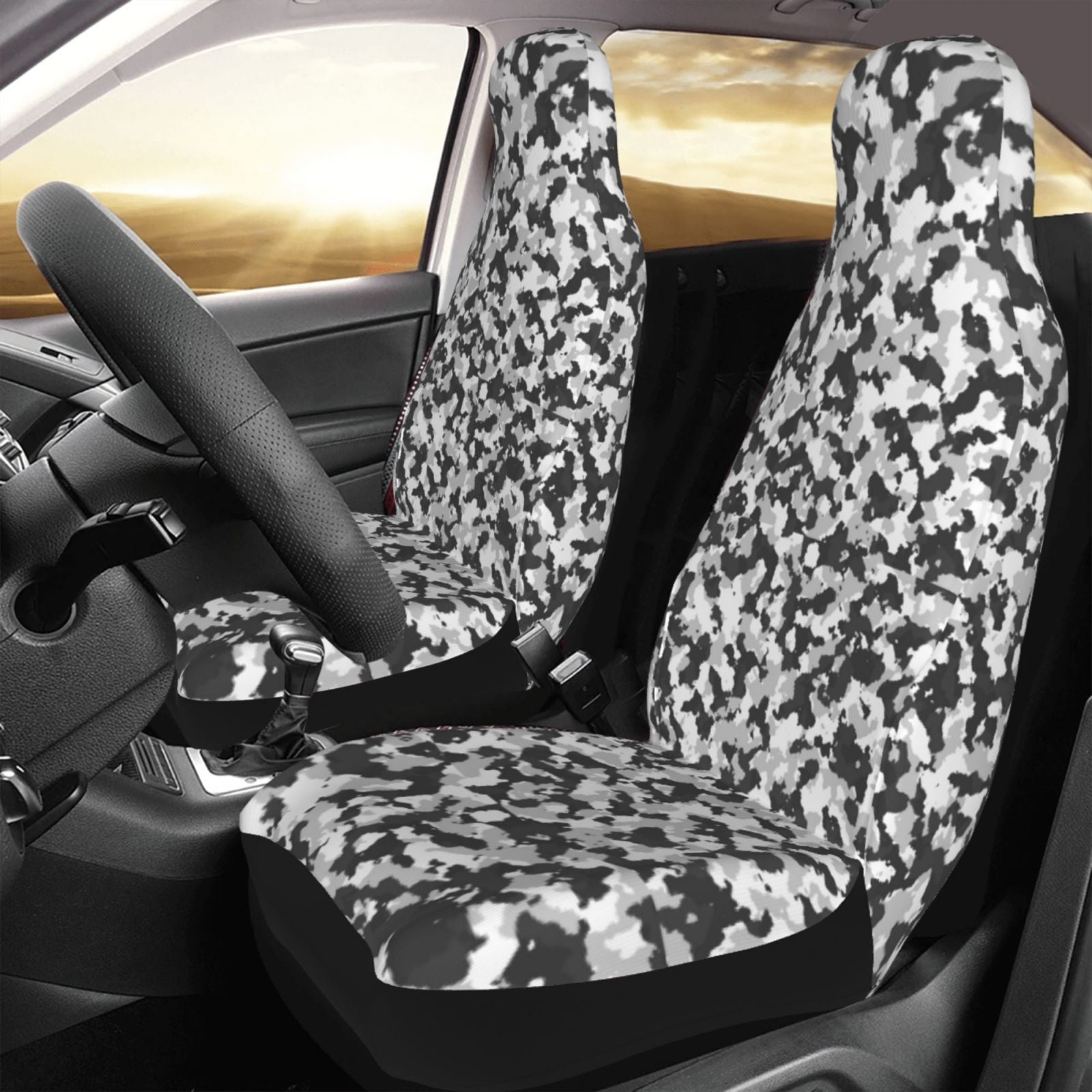 TEQUAN Front Seat Covers， Camouflage Texture Pattern 2 Piece Car Seat Cover Fit Most Car SUV Truck Van