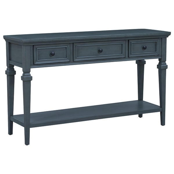 Classic Retro Style Console Table with 3 Top Drawers and Bottom Shelf