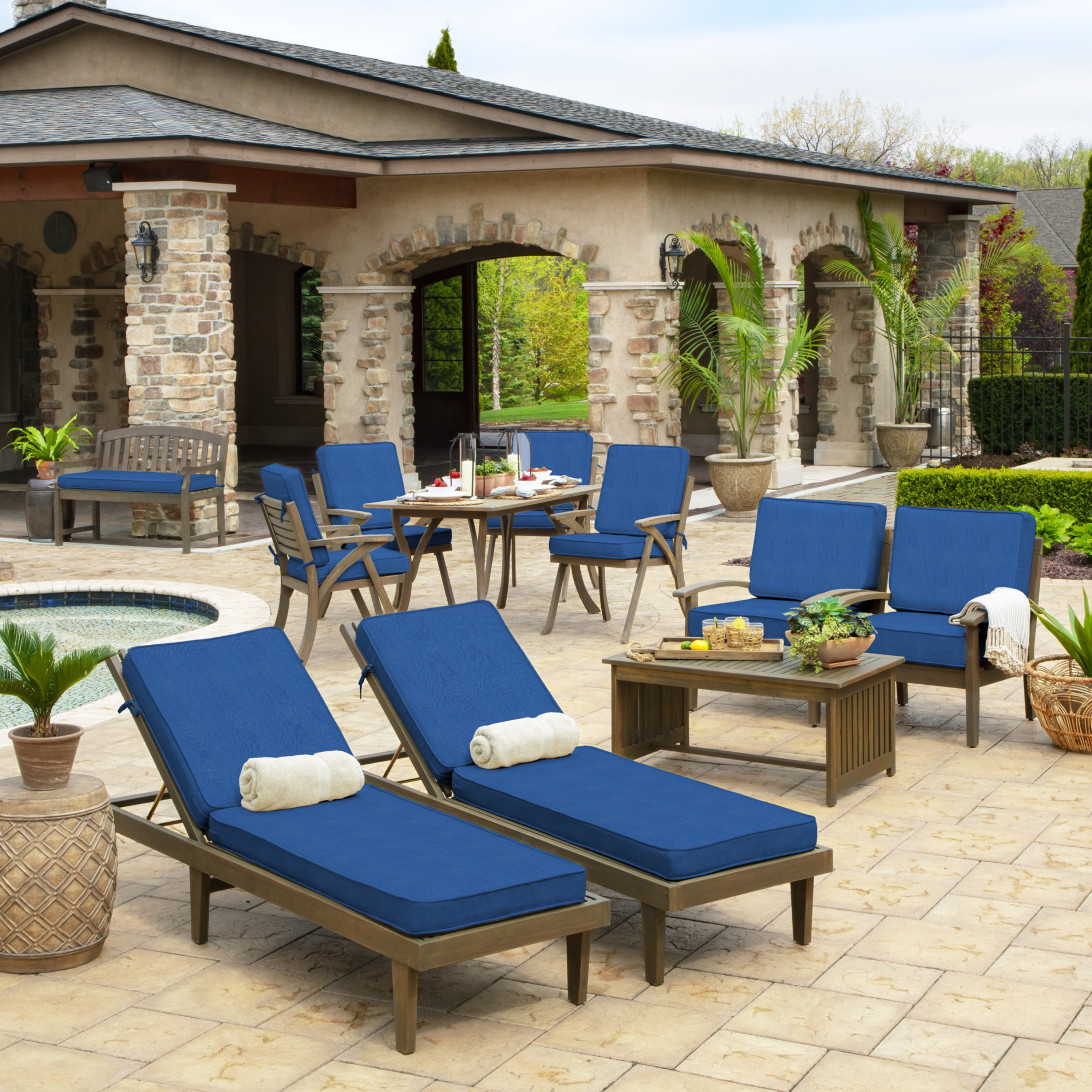 Arden Selections ProFoam Performance Outdoor Deep Seating Cushion Set 24 x 24， Lapis Blue