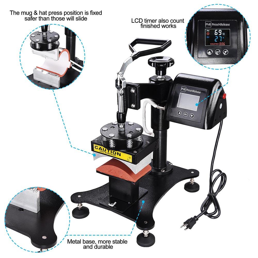 Yescom Digital LCD Heat Sublimation Transfer Machine 5in1 12x15