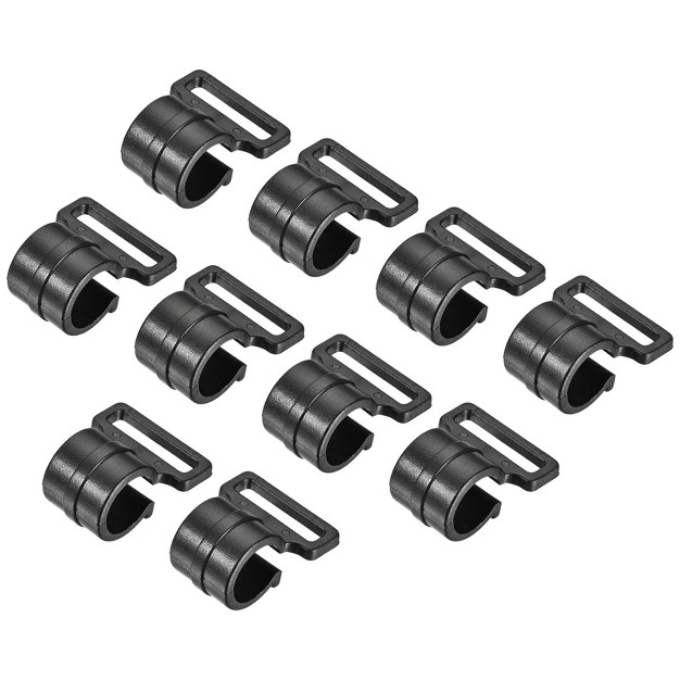 Unique Bargains Outdoor Camping Id C Shape Plastic Clamp Tent Pole Clips 11mm Black Set Of 10