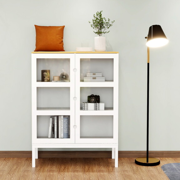 Two door Three tier Shelf Bookcase Cabinet W282S00...