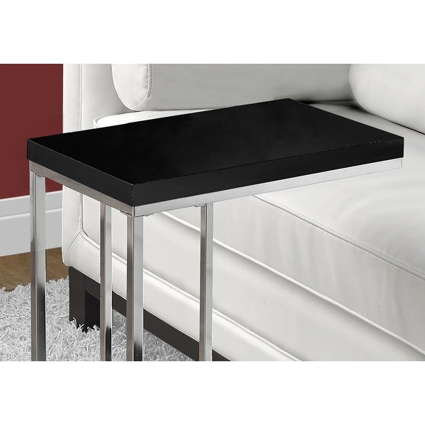 Glossy Black With Chrome Metal Accent Table - 10.25 In. L X 18.25 In. W X 25.25 In. H