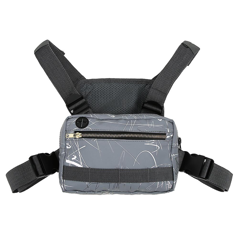 600d Oxford Nylon Cloth Gray Stripe Reflective Outdoor Sports Chest Bag Portable Storage Pouchgray Stripe