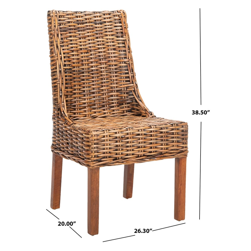 SAFAVIEH Dining Rural Woven St Thomas Indoor Wicker Brown Sloping Arm Chairs (Set of 2)   20\