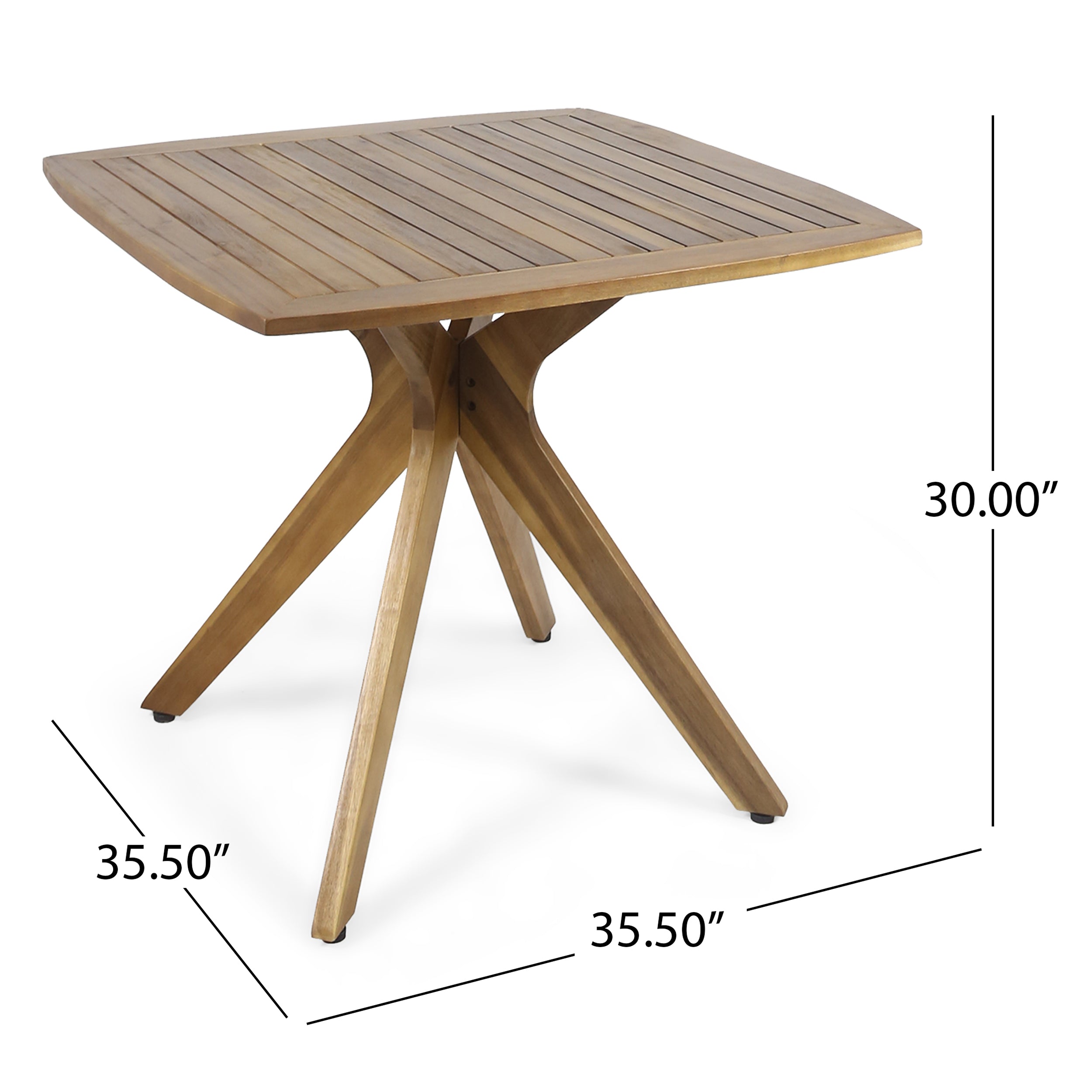 Rosin Outdoor 4 Seater Acacia Wood Square Dining Set