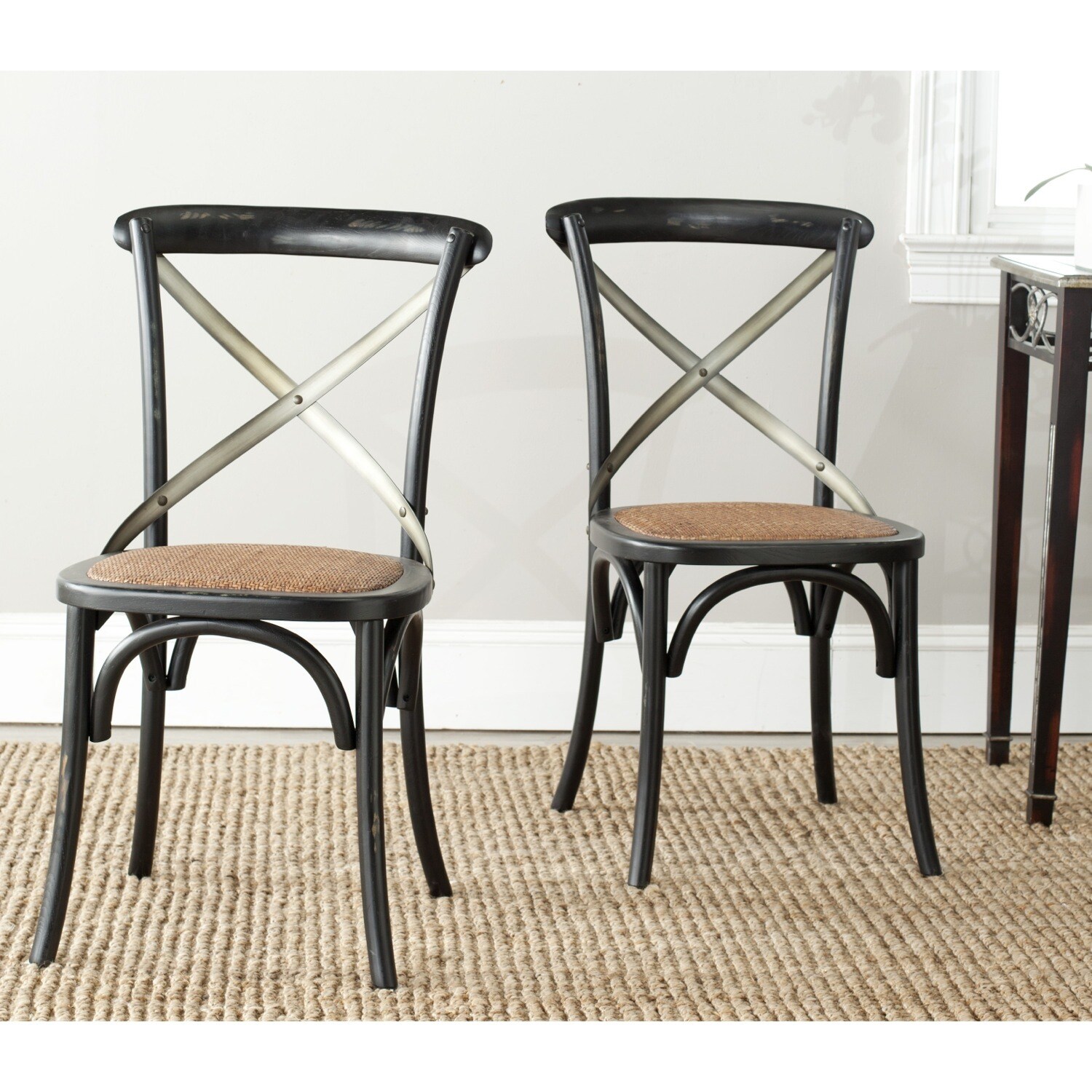 SAFAVIEH Eleanor X-Back Black Dining Chair (Set of 2)