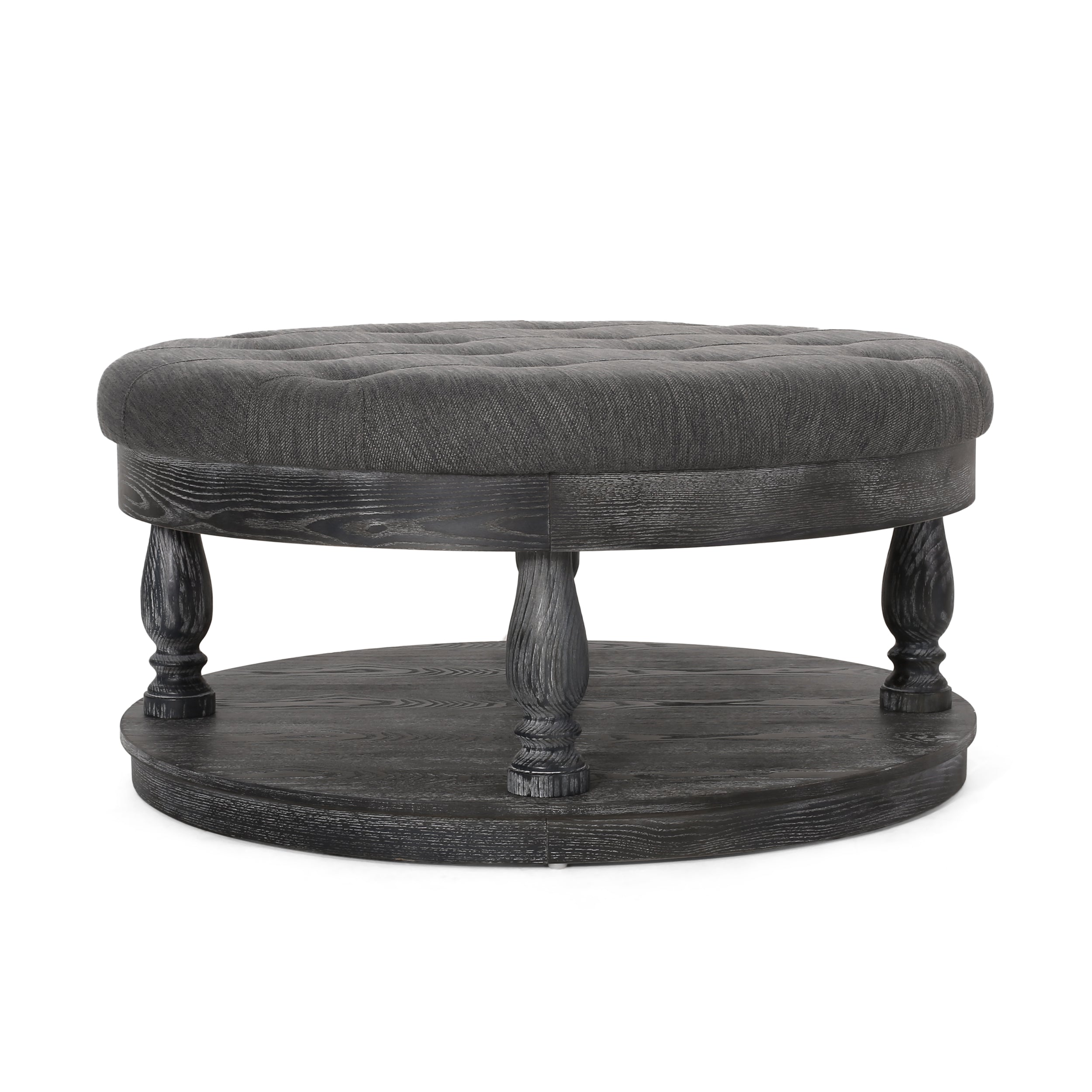 Andrue Contemporary Upholstered Round Ottoman