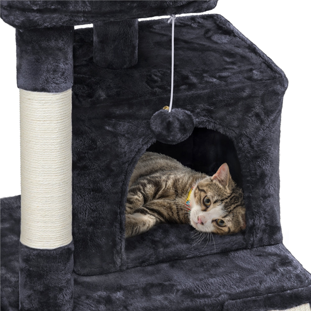 Yaheetech 36'' Cat Tree Multilevel Cat Tower with Double Condos Perches Scratching Posts， Black