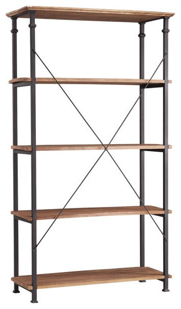 Industrial Bookcase  Metal Frame With Crown Molded Top  ampX Support   Industrial   Bookcases   by Decorn  Houzz