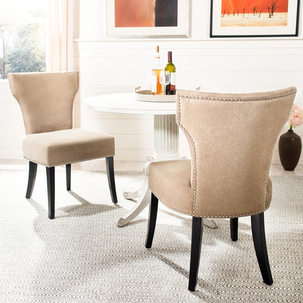 SAFAVIEH Dining Matty Wheat Polyester Nailhead Dining Chairs (Set of 2)   22.8\