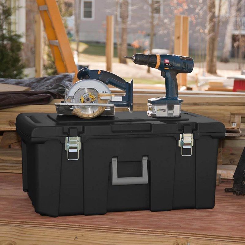 Sterilite 16 Gallon Lockable Footlocker Toolbox with Wheels， Black | 18429001