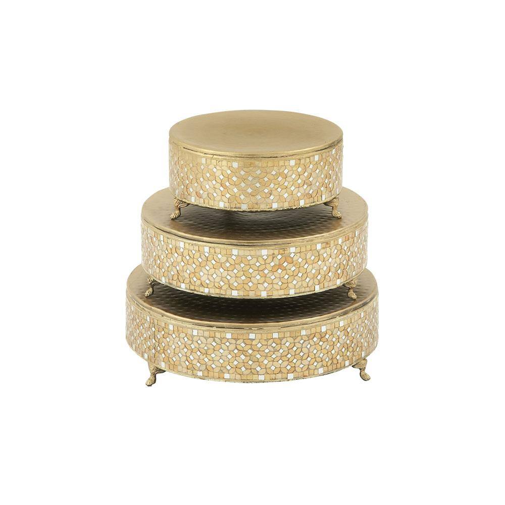 Litton Lane Gold Metal Glam Cake Stand (Set of 3) 23980