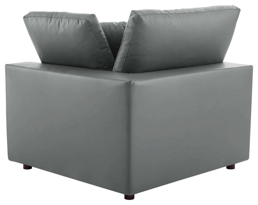 Milan Gray Down Filled Overstuffed Vegan Leather Loveseat   Contemporary   Loveseats   by V.S.D Furniture  Houzz