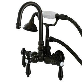 Kingston Brass Vintage 3-38 in. Center 3-Handle Claw Foot Tub Faucet with Handshower in Oil Rubbed Bronze HAE7T5BAL