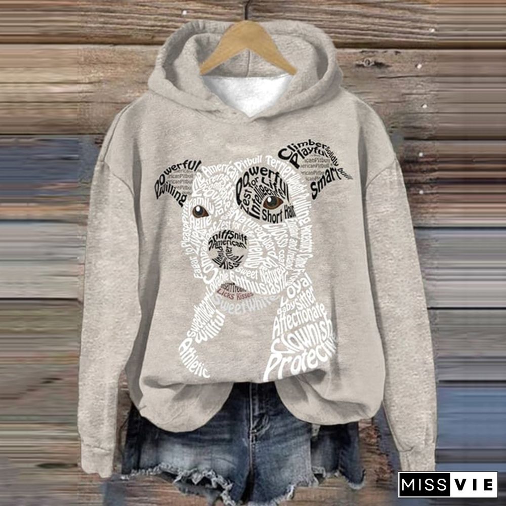 American Pit Bull Terrier Print Long Sleeve Hoodie