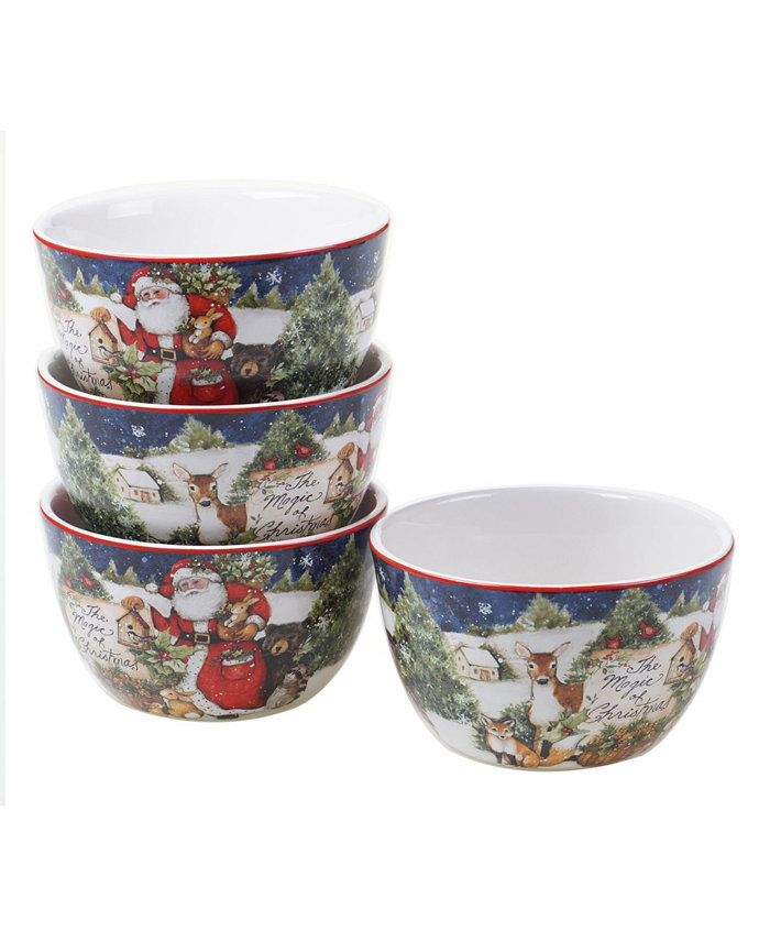 Certified International Magic of Christmas Santa 4 Piece Ice Cream Bowl