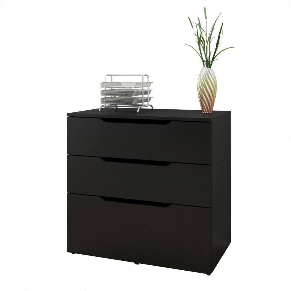 Nexera Next Black 3-Drawer Decorative File Cabinet 600306