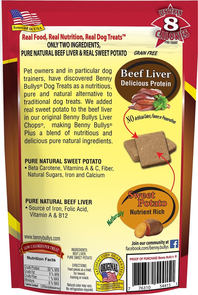 Benny Bullys Plus Beef Liver and Sweet Potato Freeze-Dried Dog Treats， 2.1-oz bag