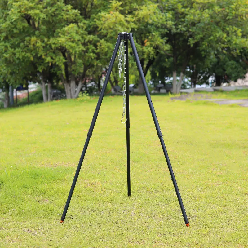 JETSHARK Campfire Tripod Outdoor Camping Cooker Hanger 3 Sections Adjustable Barbecue Grills Hanging Tripod BBQ Cooking Hanger