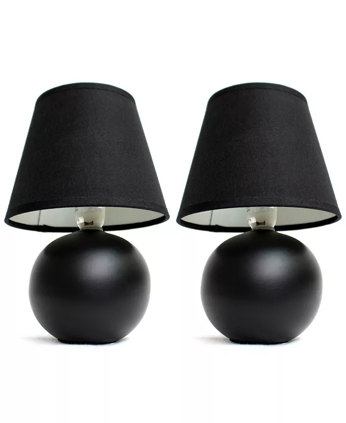 All The Rages Simple Designs Mini Ceramic Globe Table Lamp 2 Pack Set