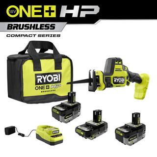 RYOBI ONE+ 18V Lithium-Ion 2.0 Ah 4.0 Ah and 6.0 Ah HIGH PERFORMANCE Batteries and Charger Kit w HP Brushless Recip Saw PSK007-PSBRS01B