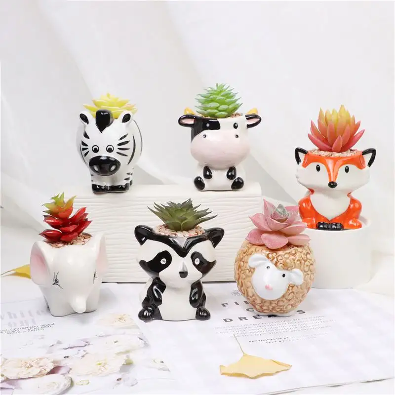 New hot selling creative small animal pot plant white garden planter simple indoor ceramic flower pot/