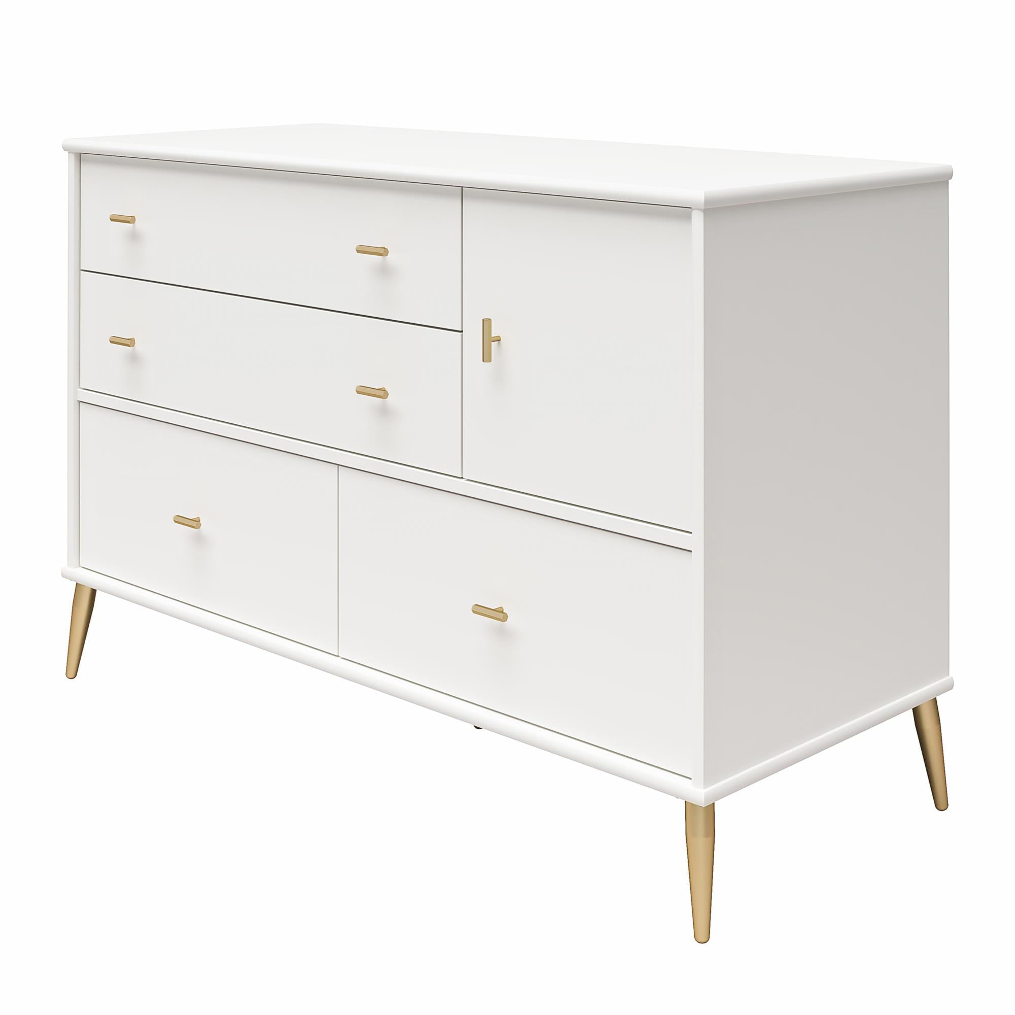 Little Seeds Valentina Asymmetrical 4 Drawer / 1 Door Convertible Dresser, White