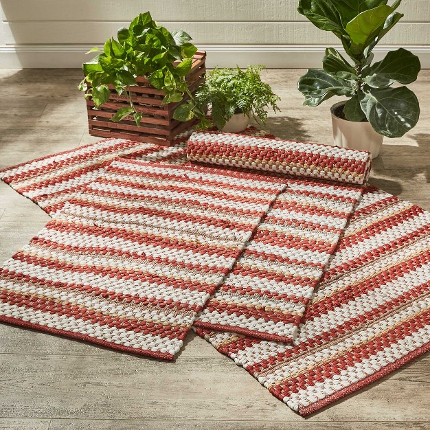 Park Designs Kingswood Red And Cream Chindi Rag Rug Runner 2 Ft X 6 Ft