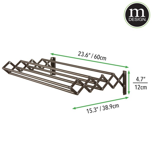 Mdesign Steel Wall Mount Accordion Expandable Clothes Air Drying Rack