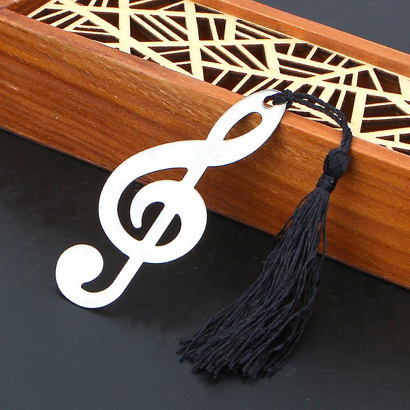 Hollow Musical Notes Bookmarks Vintage Metal With Mini Greeting Cards Tassels Pendant Gift School Bookmark