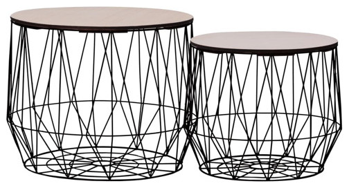 vidaXL Coffee Table 2 pcs Round End Sofa Table Living Room Furniture Copper   Industrial   Coffee Tables   by vidaXL LLC  Houzz