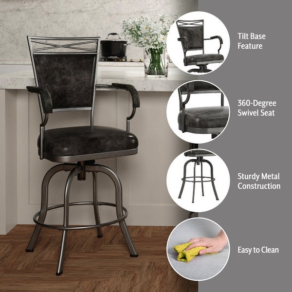 Hillsdale Furniture Bridgetown Metal Swivel Stool， Pewter