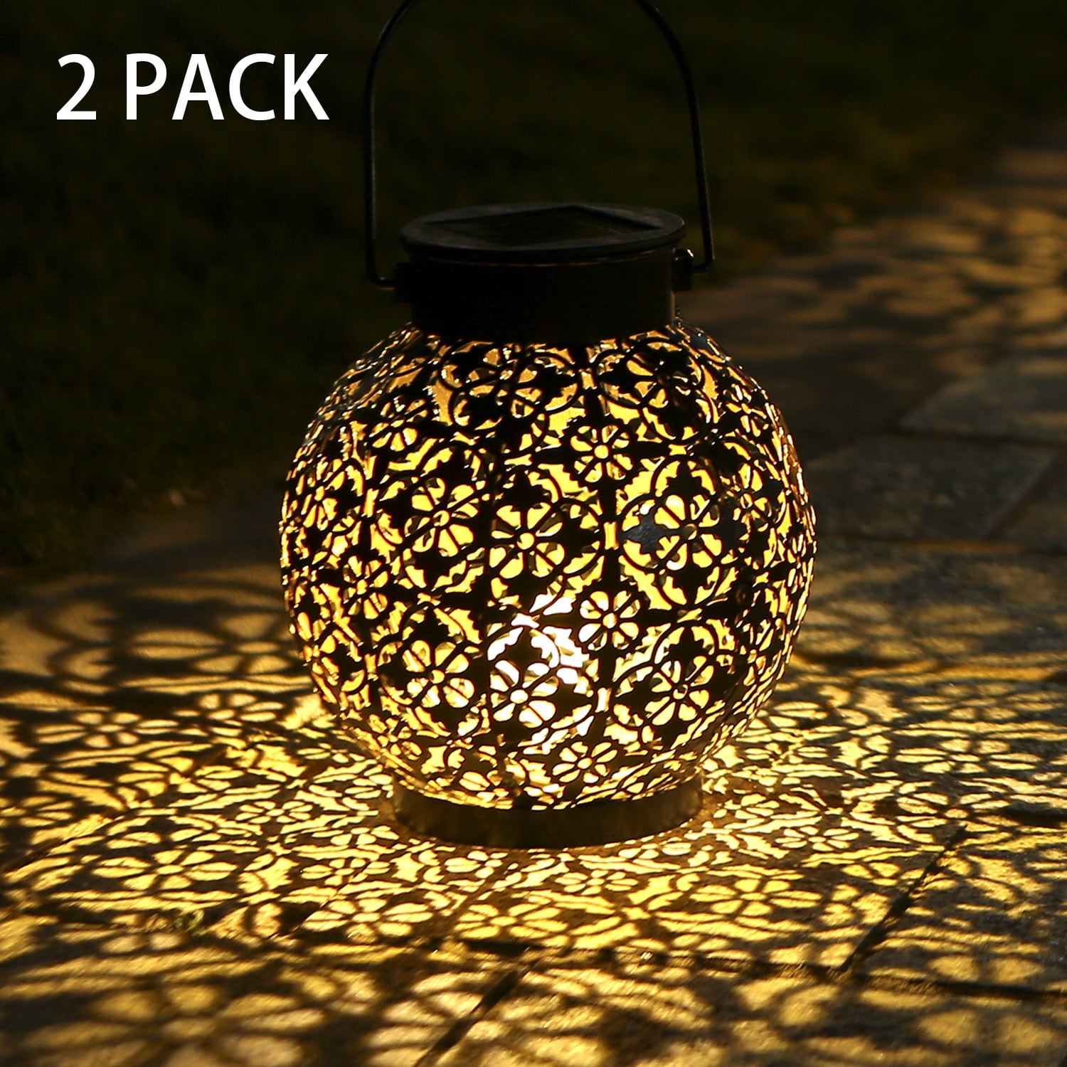 Tomshine 2 Pack Solar Lantern Hanging Solar Lights Outdoor Waterproof for Patio Courtyard Balcony Garden