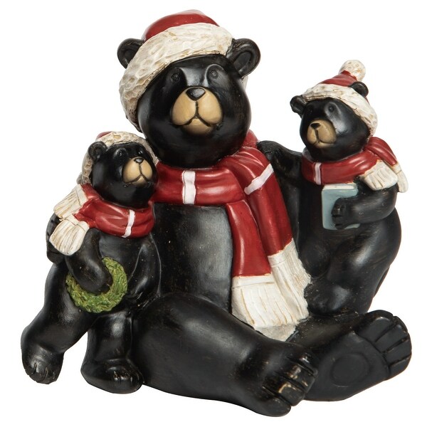 Transpac Resin 6 in. Multicolored Christmas Rustic Bear Figurine