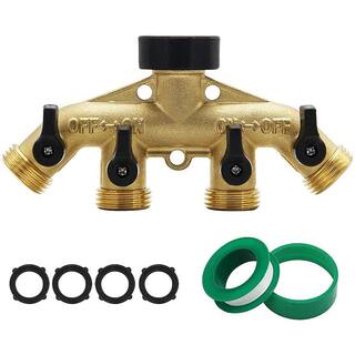 4-Way Brass Hose Diverter 34