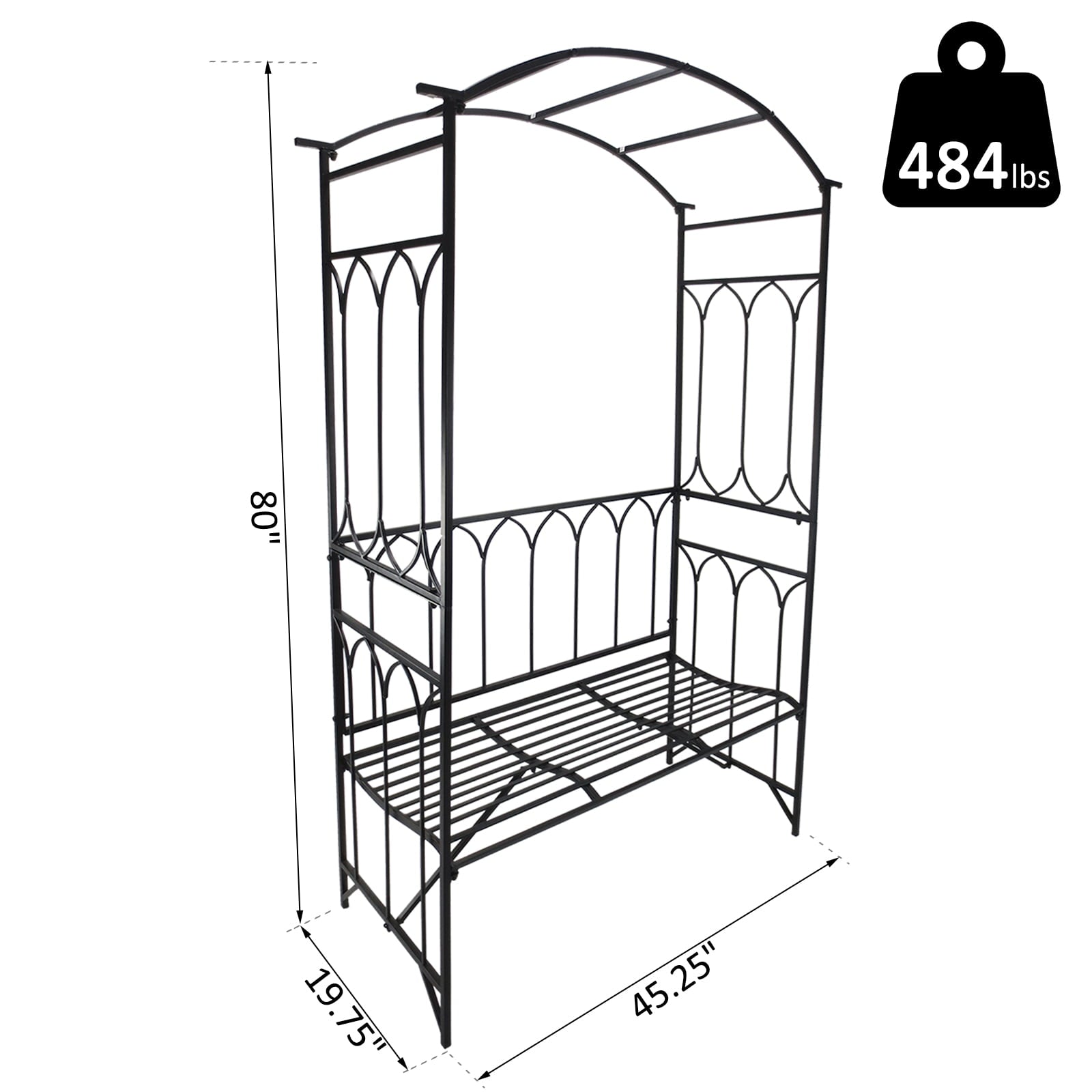 Outsunny 21" Black Metal and Steel Arbor