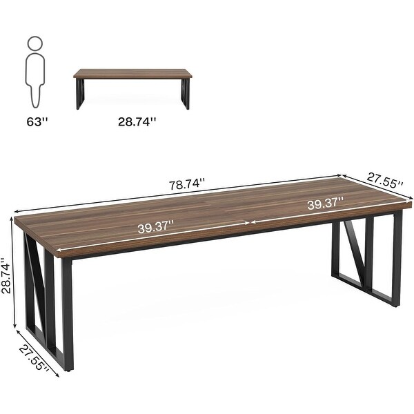 Extra Long Dining Room Table，78.7 Inches Rectangular Dining Table，Kitchen Table