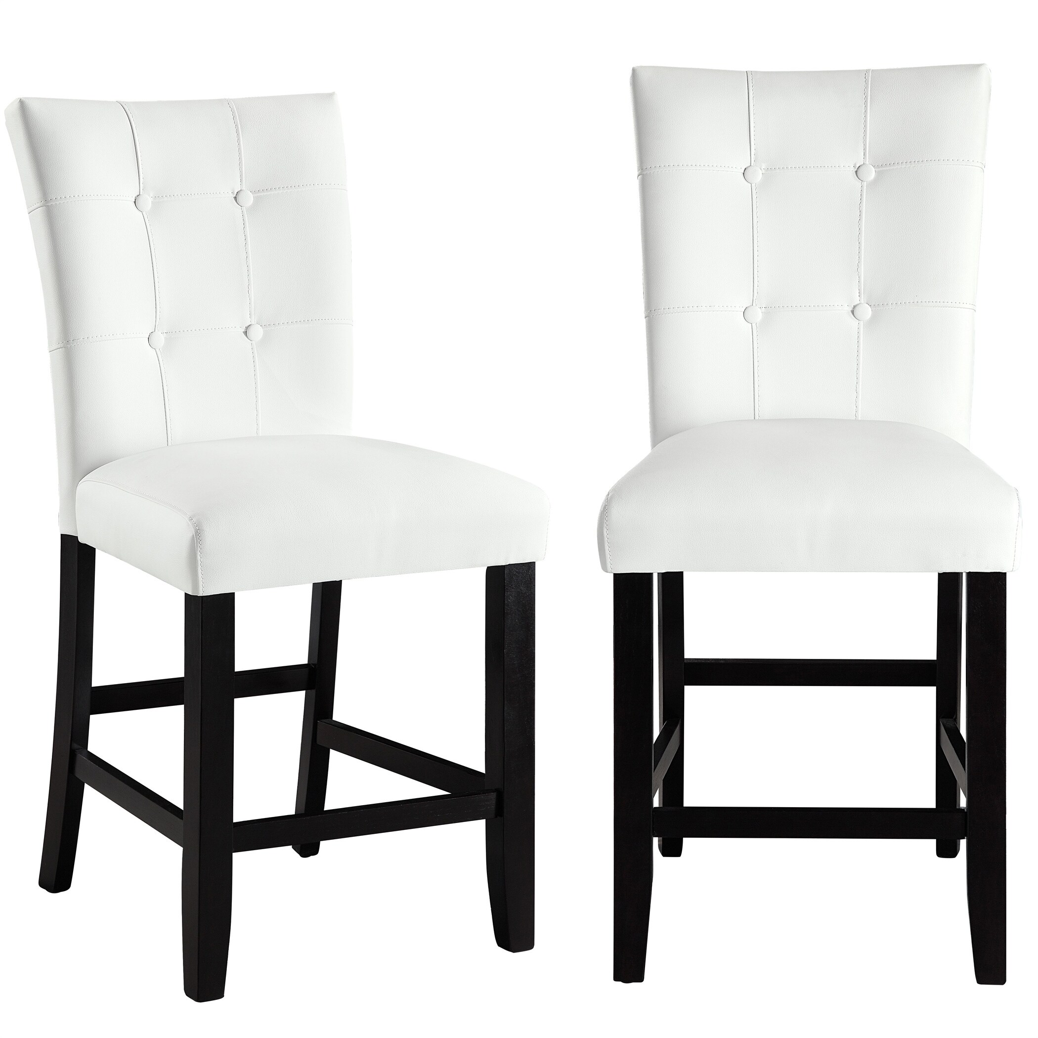 White PU High Back Dining Chairs Set of 2