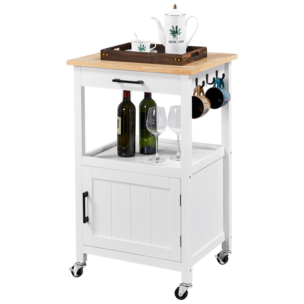 Rolling Kitchen Cart for Dining Rooms Kitchens White