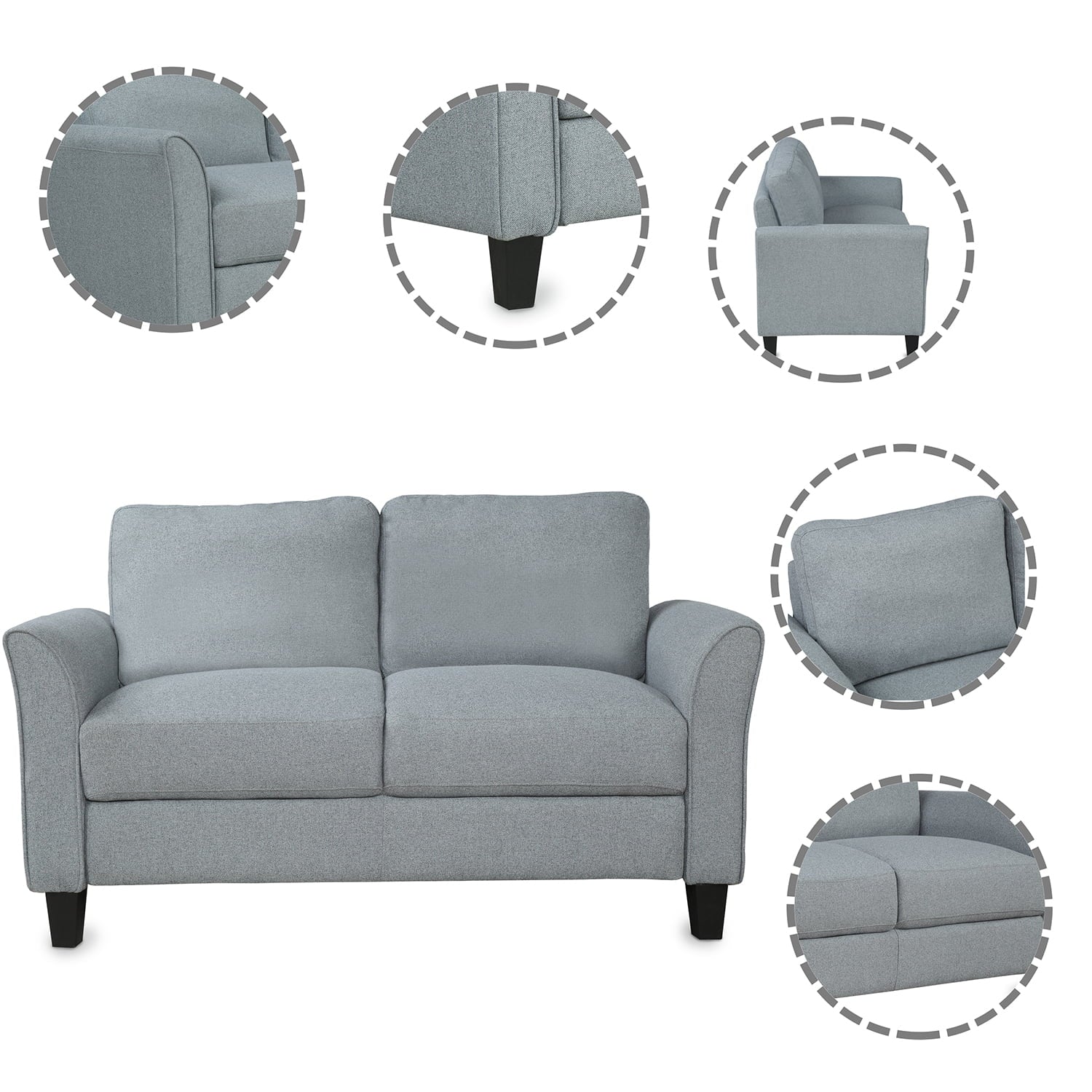 3 Pieces Sofa Set Living Room Set Gray