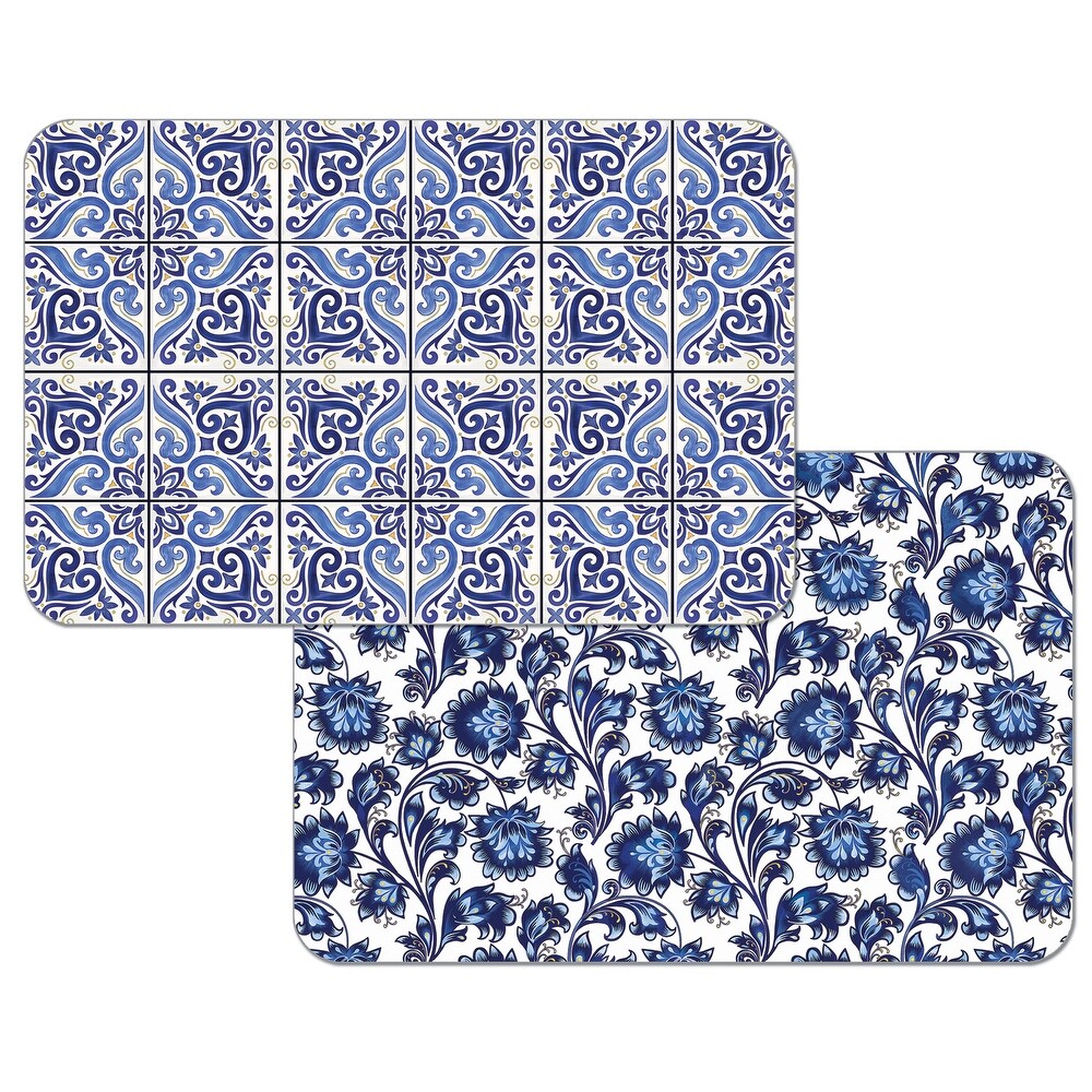 Reversible Wipe clean Counterart Placemats Set of 4   Shades Of Blue